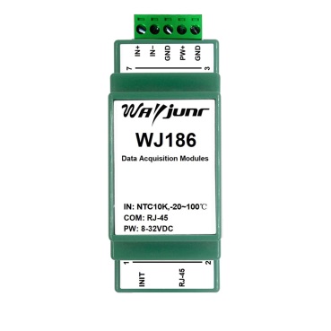 NTC熱敏電阻溫度轉網(wǎng)絡Modbus TCP和MQTT數(shù)據(jù)采集模塊 WJ186