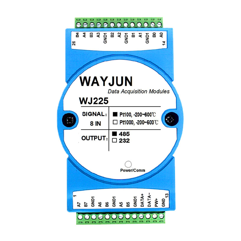 8通道Pt100/Pt1000轉(zhuǎn)RS-485/232，熱電阻溫度Modbus數(shù)據(jù)采集模塊 WJ225