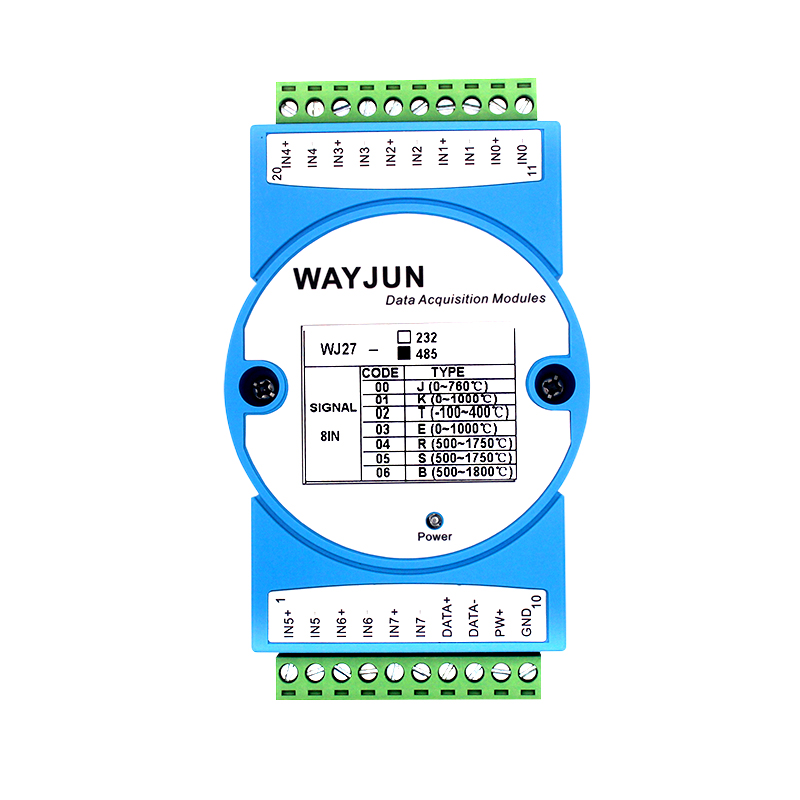 WJ27系列 8路熱電偶信號(hào)轉(zhuǎn)RS-485/232，遠(yuǎn)程數(shù)據(jù)采集遠(yuǎn)程IO模塊