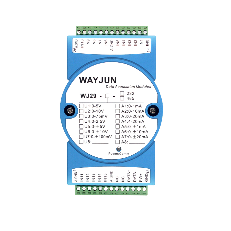 WJ29系列 16路模擬信號(hào)轉(zhuǎn)RS-485/232，數(shù)據(jù)采集A/D轉(zhuǎn)換模塊