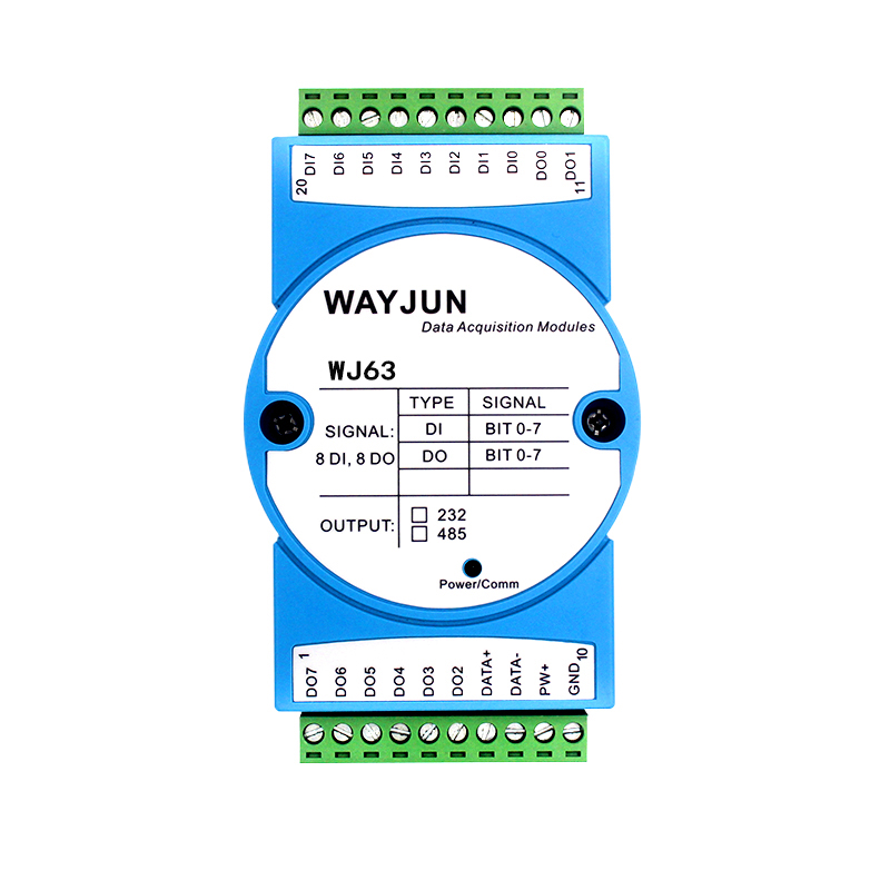 8路DI高速計數器，8路DO支持PWM輸出，Modbus RTU模塊 WJ63