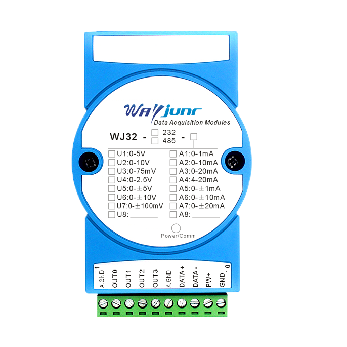 RS232/RS485/WiFi信號轉(zhuǎn)4路模擬信號(4-20mA/0-10V)  隔離D/A轉(zhuǎn)換器 WJ32